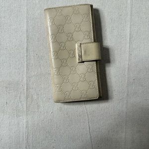 Gucci Wallet Purse Long Wallet Guccissima Beige Gold Woman Authentic Used